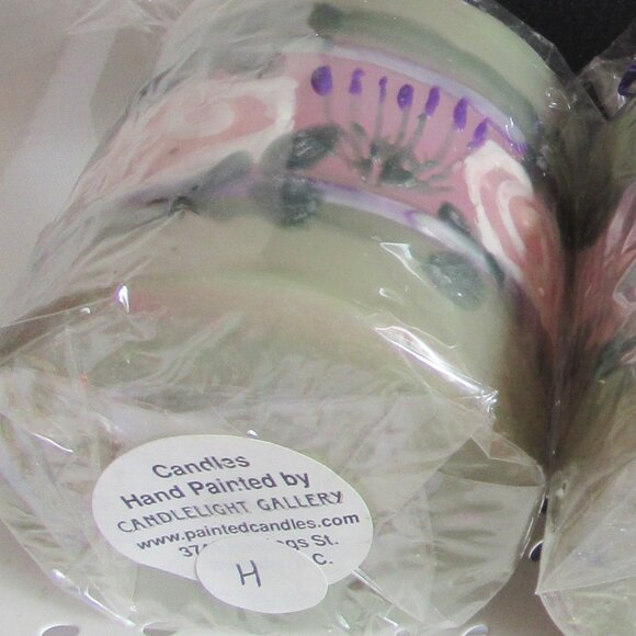Stylized flowers, 3" Pillar Candle, Hand Painted, Nature, Codes H, J, S - Picture 3 of 5